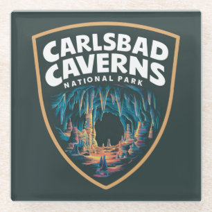 Beauty of Carlsbad Caverns National Park Emblem Glass Coaster