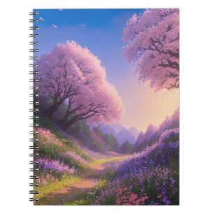 Beauty of the Path Between Sakura Trees Notebook