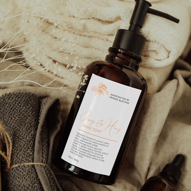 Beauty orange and honey white hand wash label (Creator Uploaded)
