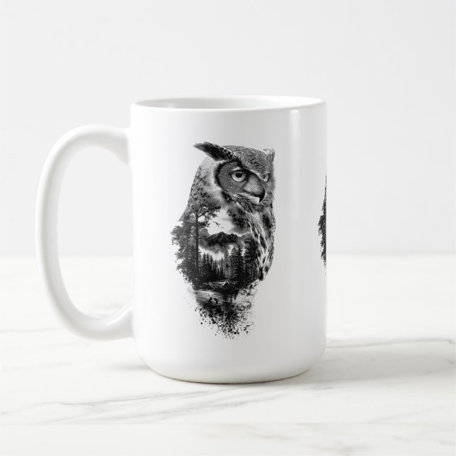 Beauty Owl in the Mountains Coffee Mug (Left)