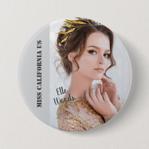 Beauty Pageant Button Pin - Dark Text