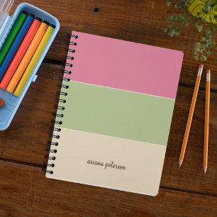 Beauty Pastel Colour Block & Script Name Notebook