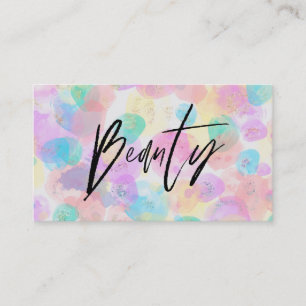 *~* BEAUTY Pastel Rainbow Watercolor Glitter Business Card