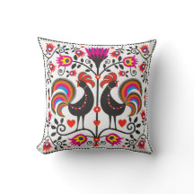 beauty pillow with polish pattern folk