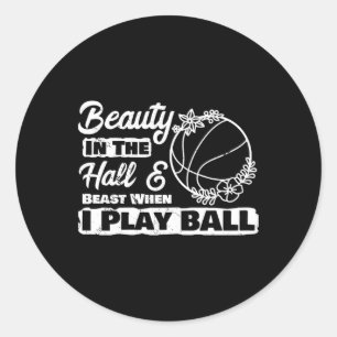 Beauty Play Bysketbyll Player Girl Byller Sporty B Classic Round Sticker