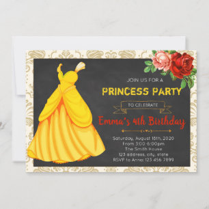 Beauty princess birthday party invitation