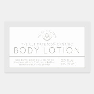 Beauty product ingredients grey white lotus label