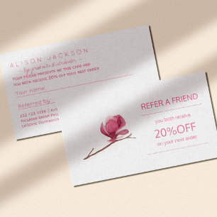 Beauty products distributor referral template card