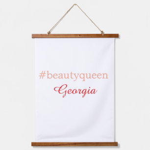 Beauty queenhashtag light red add name girl boss  hanging tapestry