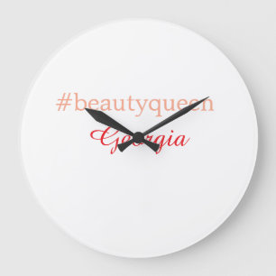 Beauty queenhashtag light red add name girl boss large clock