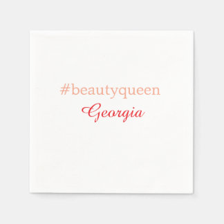 Beauty queenhashtag light red add name girl boss  napkin