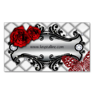 Beauty Rose Flower Butterfly Fashion Hair Salon Magnetic Business Card