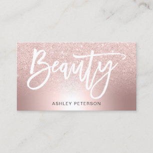 Beauty Rose gold glitter ombre metallic foil Business Card