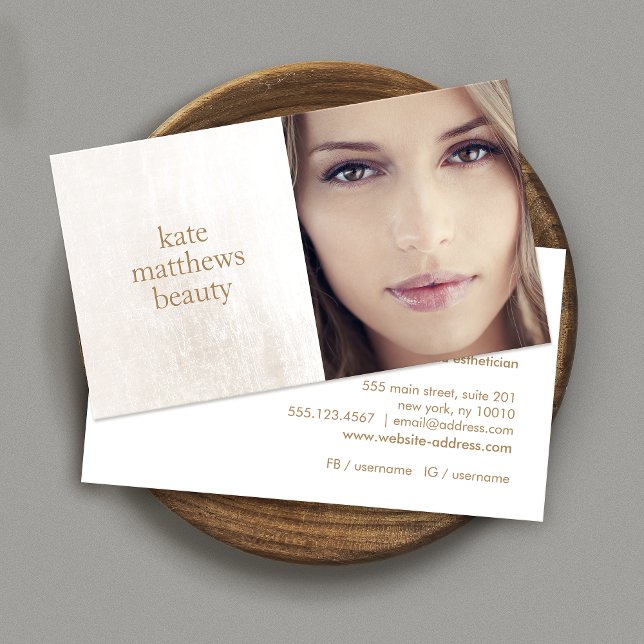 Beauty Salon and Spa White Marble Photo Card (Creator Uploaded)