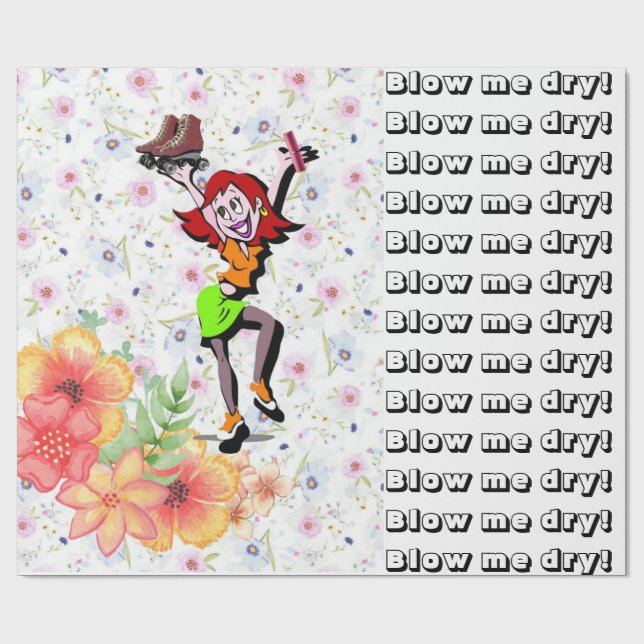 Beauty Salon, Barbershop Wrapping Paper Blow medry (Flat)