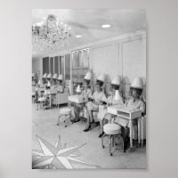 Beauty Salon, Black and White Vintage Art