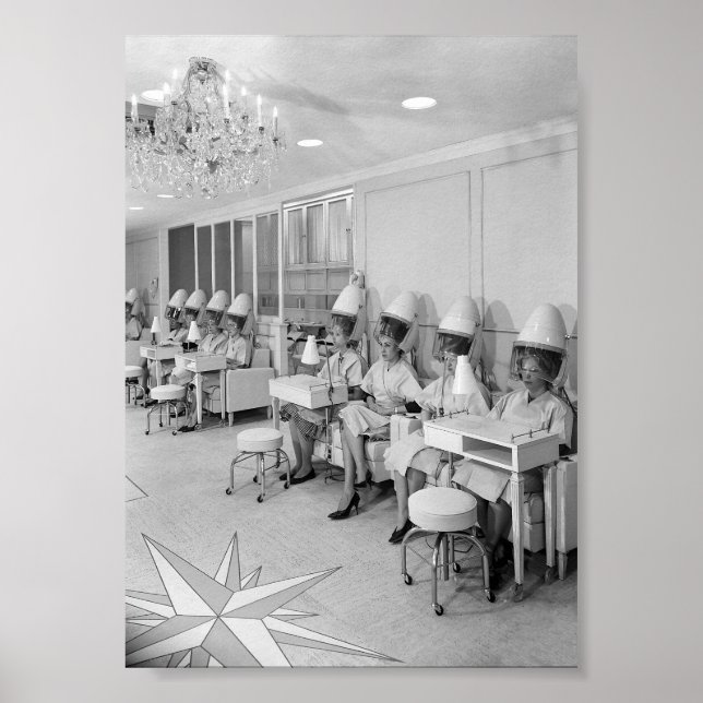 Beauty Salon, Black and White Vintage Art Poster (Front)