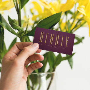 Beauty Salon Burgundy And Gold Simple Business Card