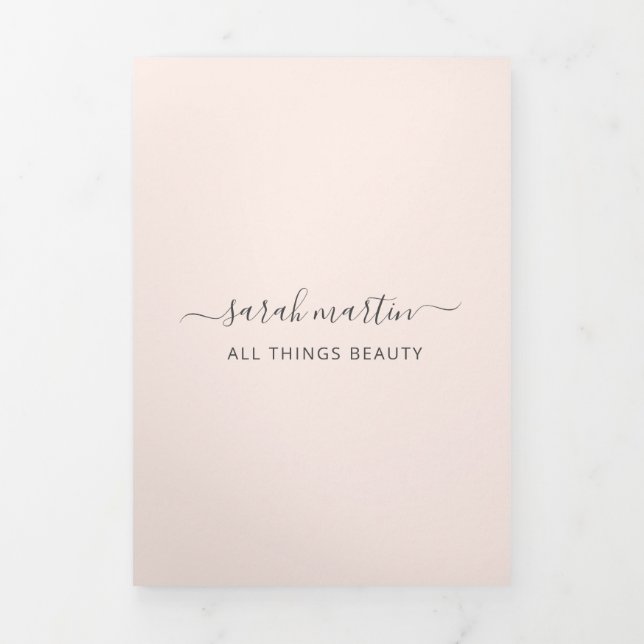 Beauty Salon Business Blush Pink Trifold Brochure (Cover)
