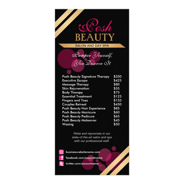 Beauty Salon Business Product and Services Rack Card (Front)
