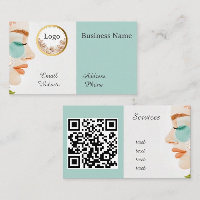 Beauty salon Custom QR code professional Business Card (Front/Back)