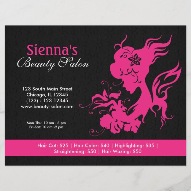 Beauty Salon (Deep Pink) Flyer (Front)