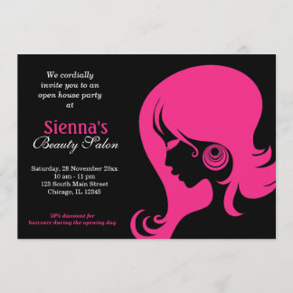 Beauty Salon (Deep Pink) Invitation