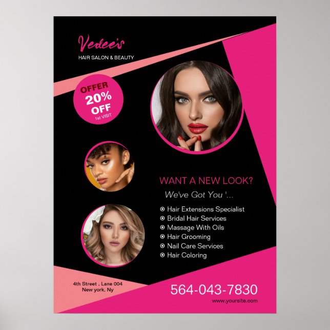 Beauty Salon Editable Poster (Front)