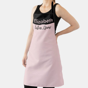 Beauty Salon Employee's Name Light Pink and Black Apron