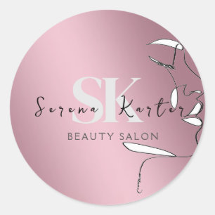Beauty Salon Face Abstract Woman Modern Minimalism Classic Round Sticker