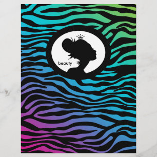 Beauty Salon Flyer Hair Zebra Crown Blue Green Pin