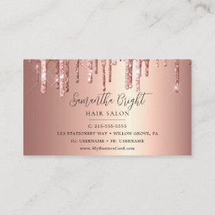 Beauty Salon Glitter Drips Business Card