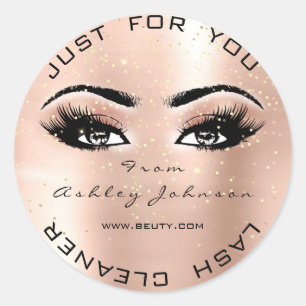 Beauty Salon Glitter Eyes Gold Lash Cleaner Classic Round Sticker