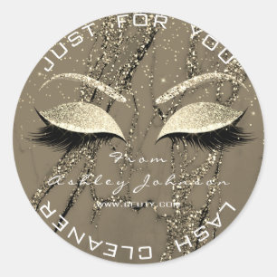 Beauty Salon Glitter Marble Gold Lashes Cleaner Classic Round Sticker