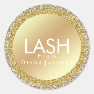 Beauty Salon Glitter Pink Lash Metal Silver Classic Round Sticker