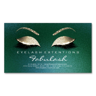 Beauty Salon Gold Glitter Adress Lashes Tropical Magnetic Business Card