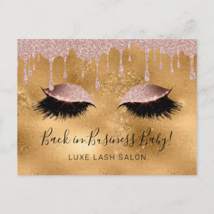 Beauty Salon Gold Glitter Reopening COVID19 Postcard