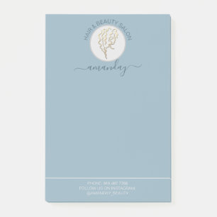 Beauty Salon Golden Logo Hairdresser Blue Address Post-it Notes