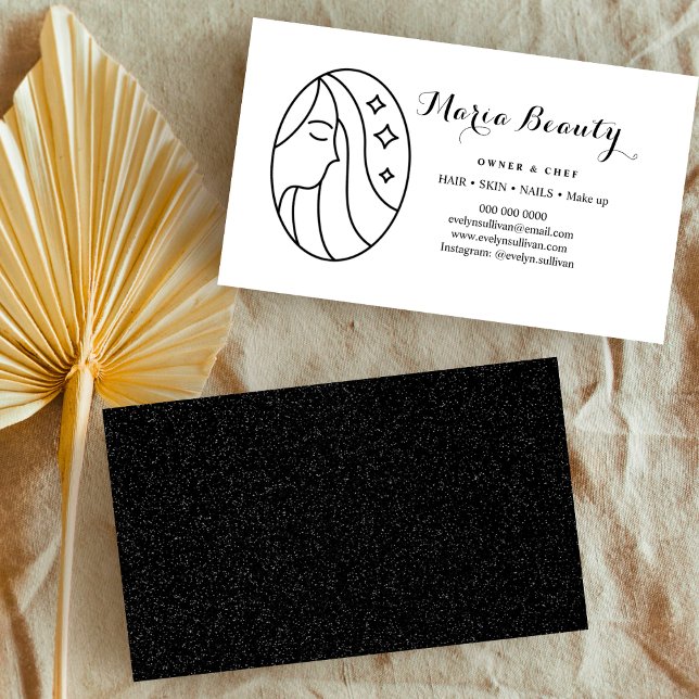 Beauty salon Hair Make Up Artist Celestial black  Business Card (Creator Uploaded)