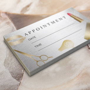 Beauty Salon Hair Stylist Modern Gold & Silver Appointment Card