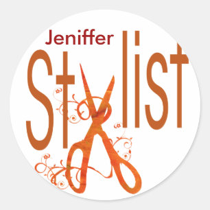 Beauty Salon Hair Stylist Scissors N Blossoms Classic Round Sticker