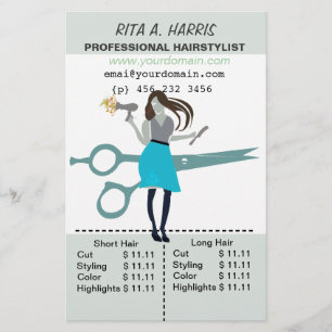 Beauty Salon Hairstylist Hair Stylist Price List Flyer