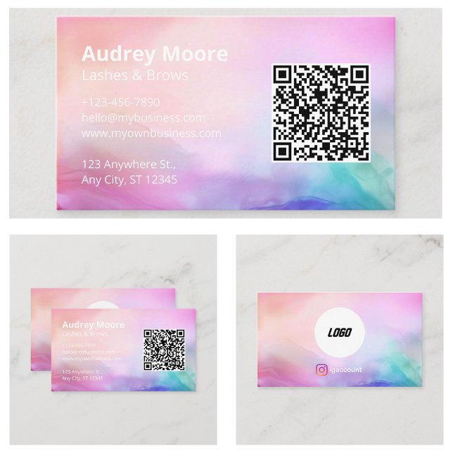 Beauty Salon Lashes Brows Logo QR Code Business Card (Beauty Salon Lashes Brows Logo QR Code Business Card
)
