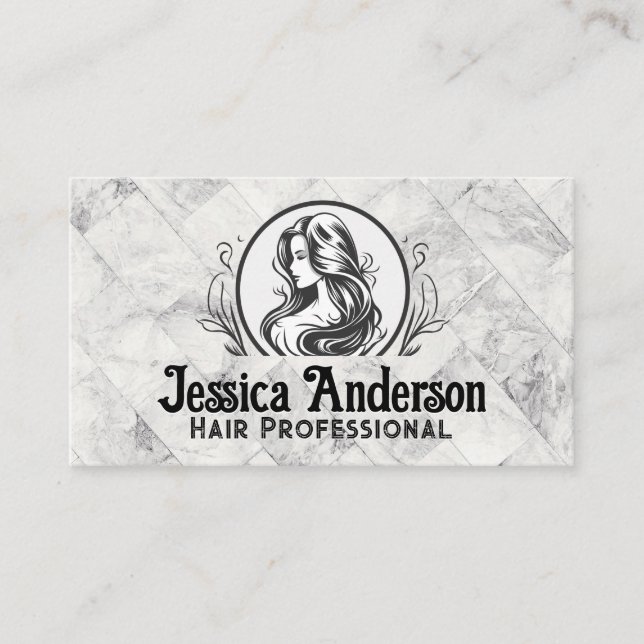Beauty Salon Logo | Marble Tiles Business Card (Front)