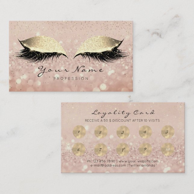 Beauty Salon Loyalty Card Makeup Artist Lashes 10 (Front/Back)