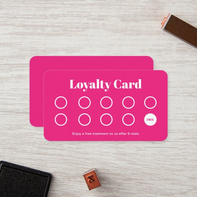 Beauty Salon Loyalty Card professional hot pink (Front/Back In Situ)