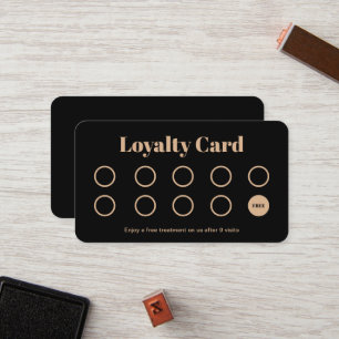 Beauty Salon Loyalty Card Simple black gold