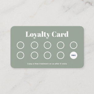 Beauty Salon Loyalty Card Simple Sage Green