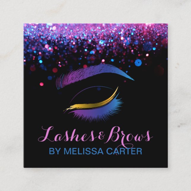 Beauty Salon Makeup Artist Brows Lash Extensions Square Business Card (Front)