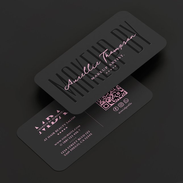 Beauty Salon Makeup Artist Elegant Black Pink Business Card (Beauty Salon Makeup Artist Elegant Black Pink Business Card
)